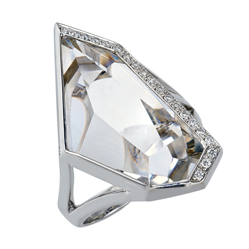 Clear quartz deals engagement ring