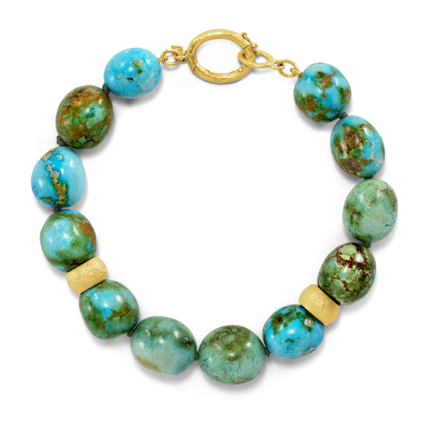 Sonoran Turquoise and 18kt Gold Bead Bracelet