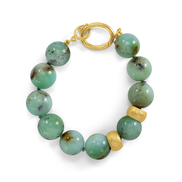 Aquaprase and 18kt Gold Bead Bracelet