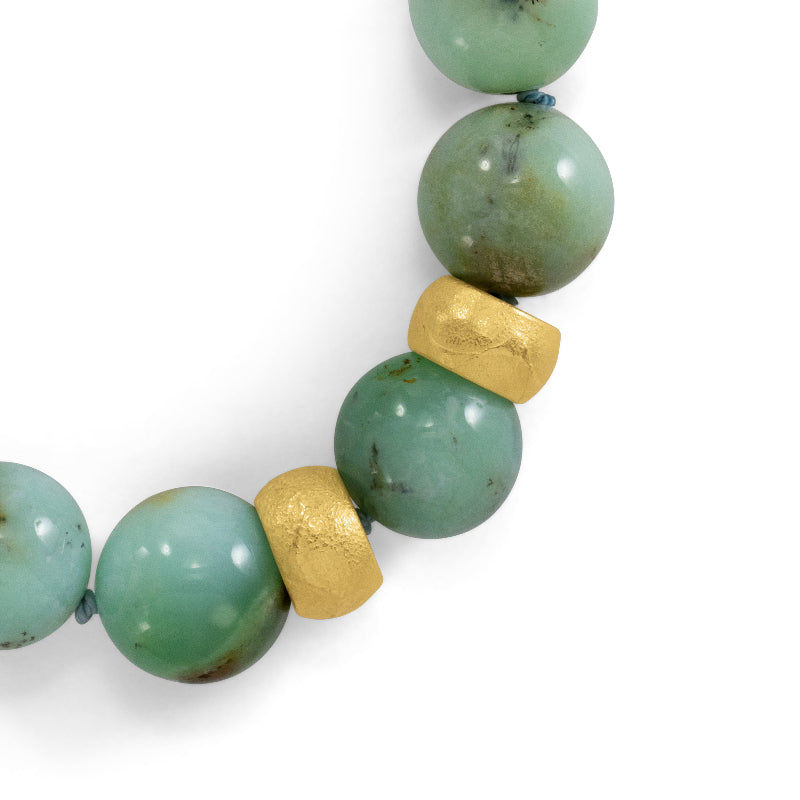 Aquaprase and 18kt Gold Bead Bracelet