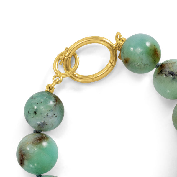 Aquaprase and 18kt Gold Bead Bracelet
