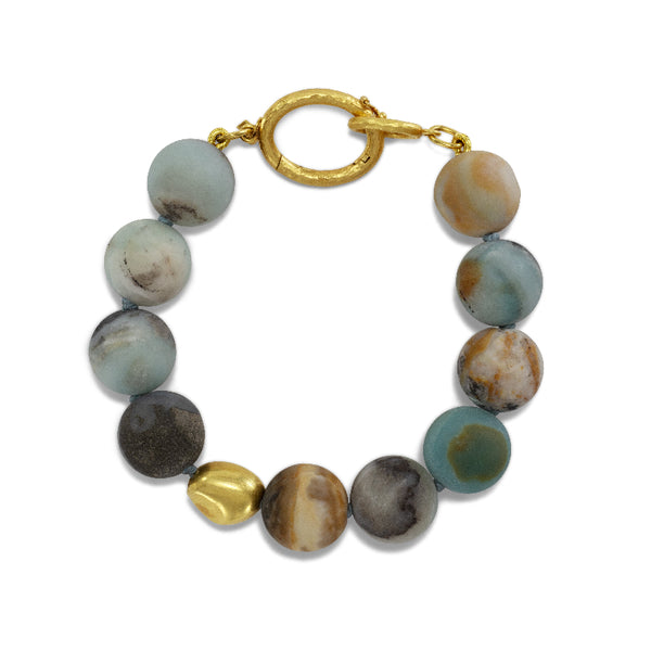 Amazonite and 18kt Gold Bead Bracelet