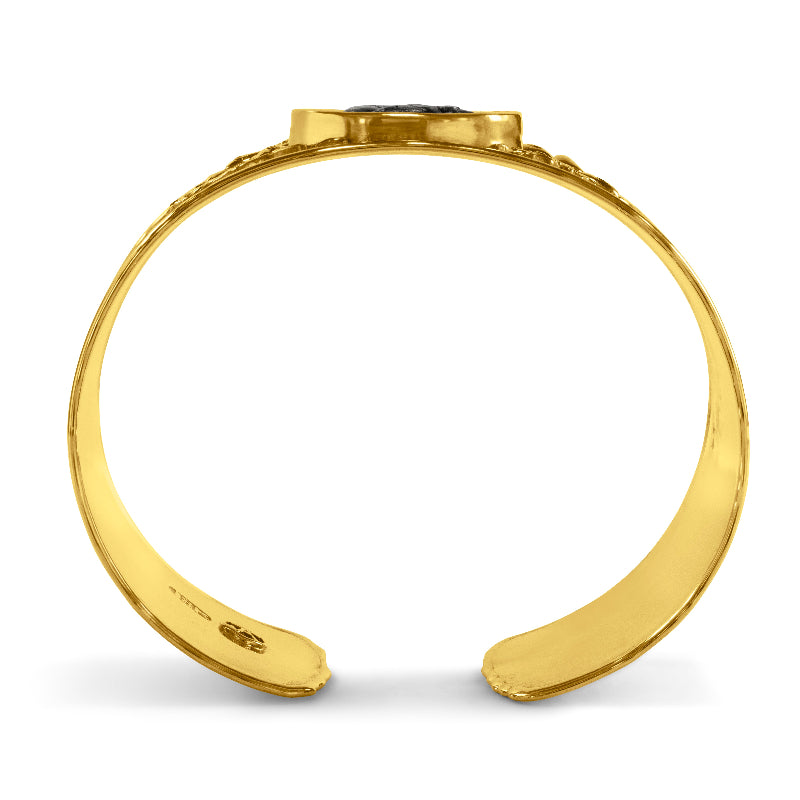 Boy on Horse Coin and Diamond Cuff Bracelet