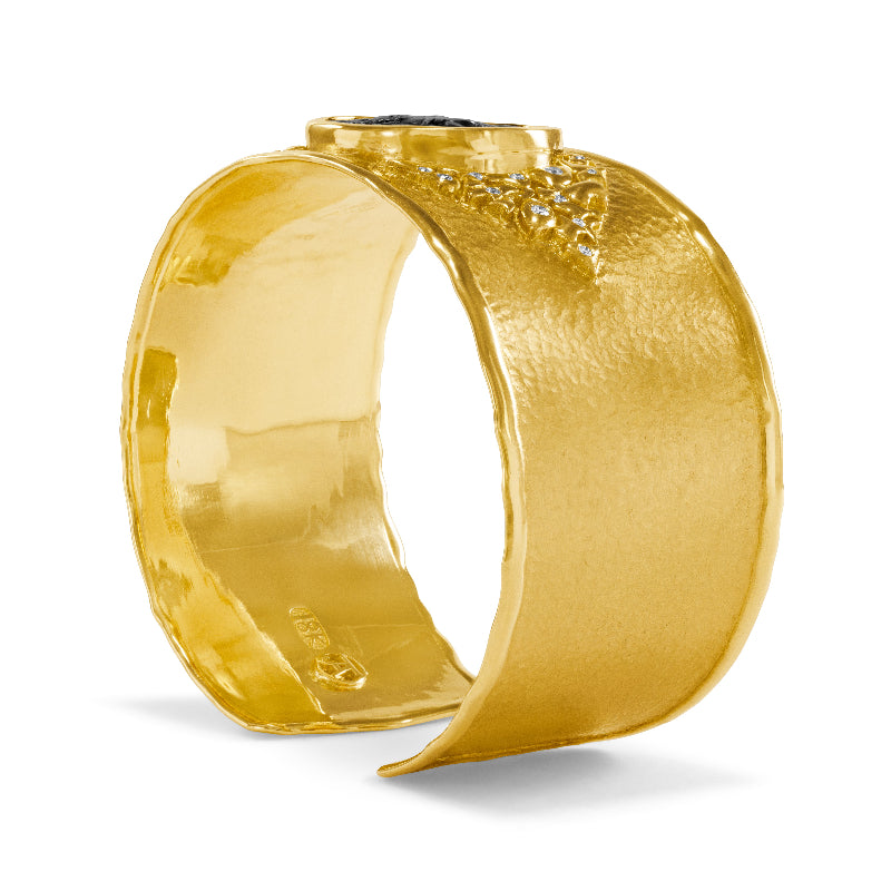 Boy on Horse Coin and Diamond Cuff Bracelet