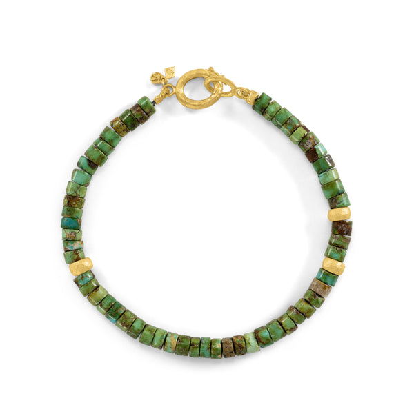 Sonoran Turquoise Heishi and 18kt Gold Bead Bracelet
