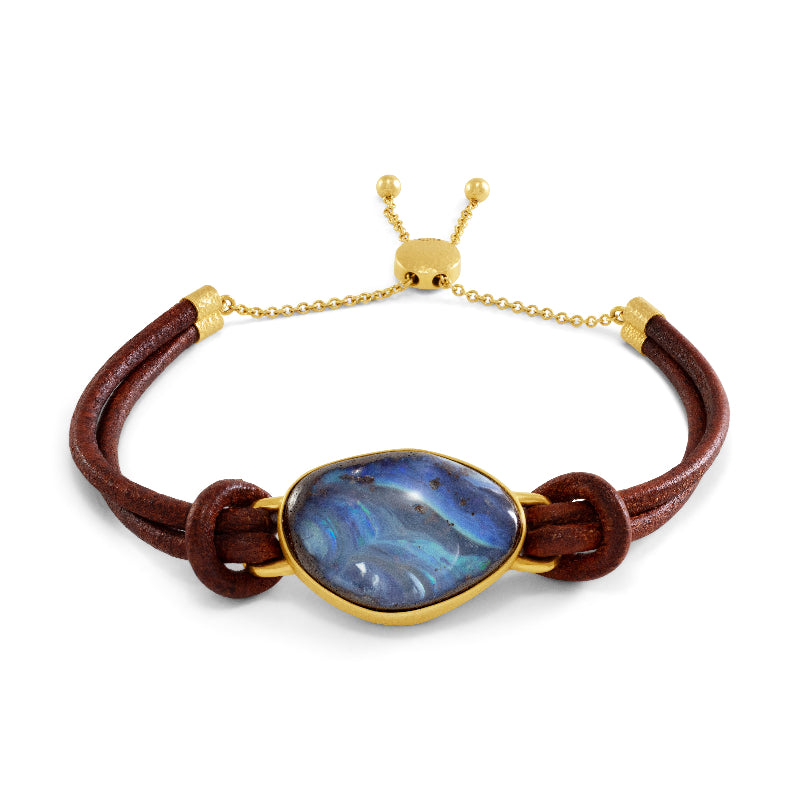 Boulder Opal Leather Bracelet