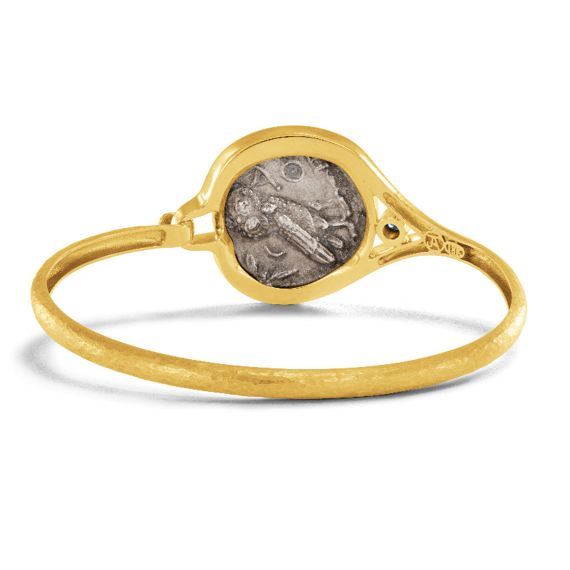 Women's Athena Coin Bracelet with Diamonds and Blue Sapphire