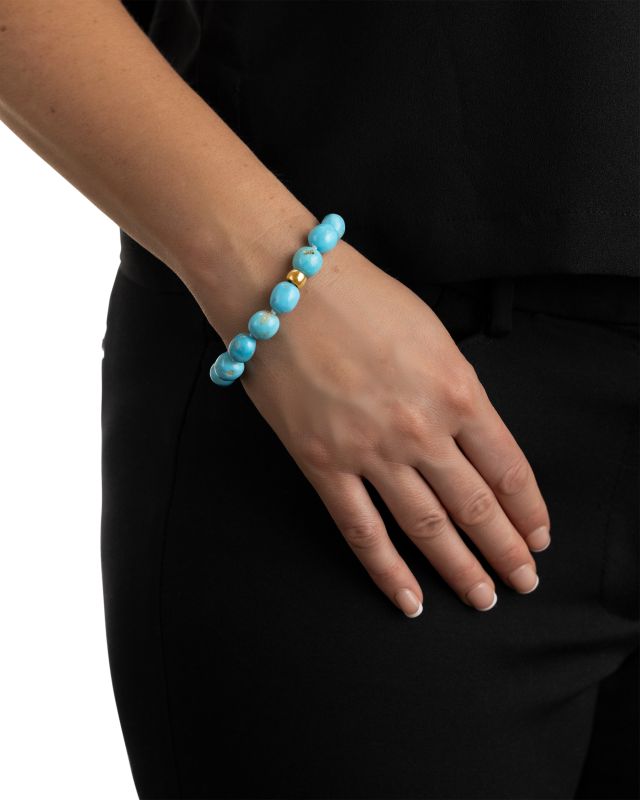 Turquoise and Gold Bead Bracelet