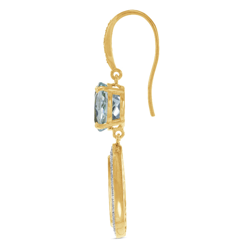 Opal, Diamond, and Aquamarine Earrings