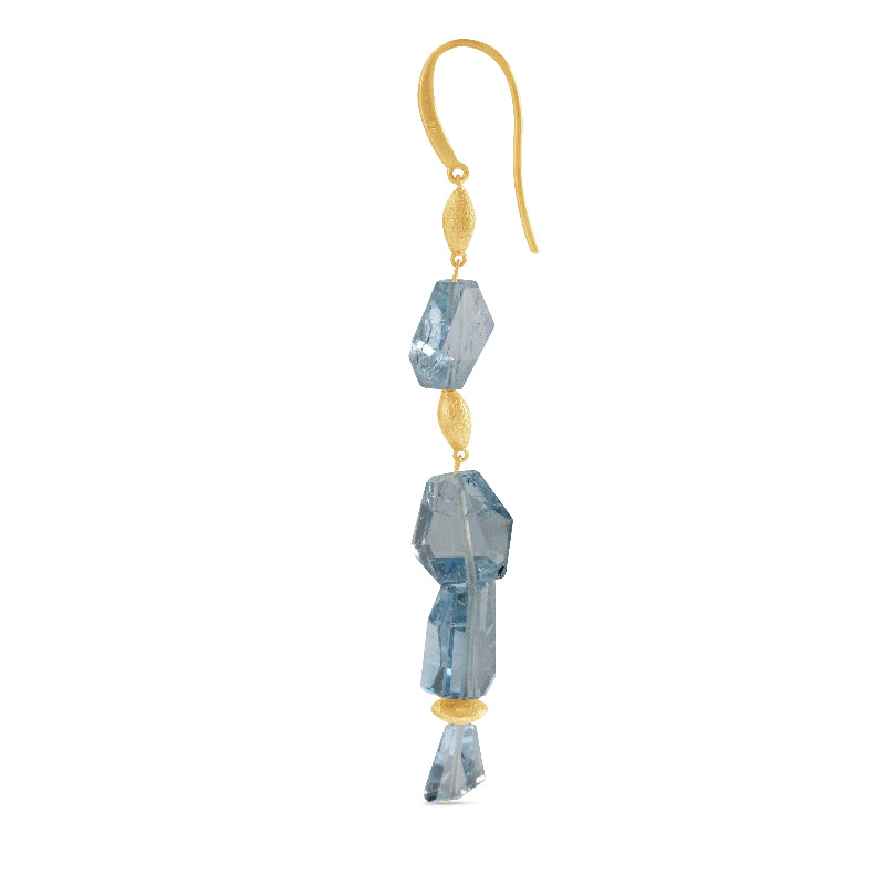Aquamarine and Gold Bead Dangle Earrings