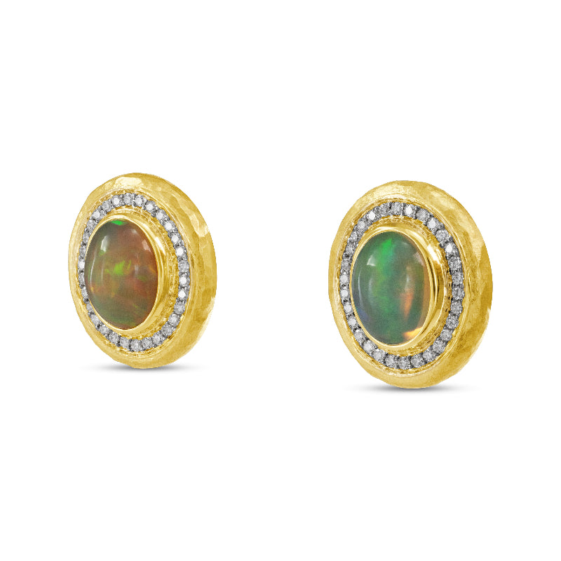 Opal and Diamond Stud Earrings