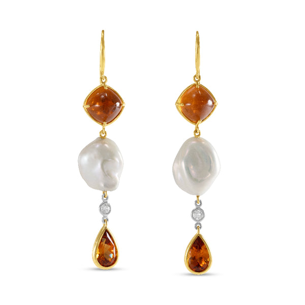 Freshwater Pearl and Garnet Earrings