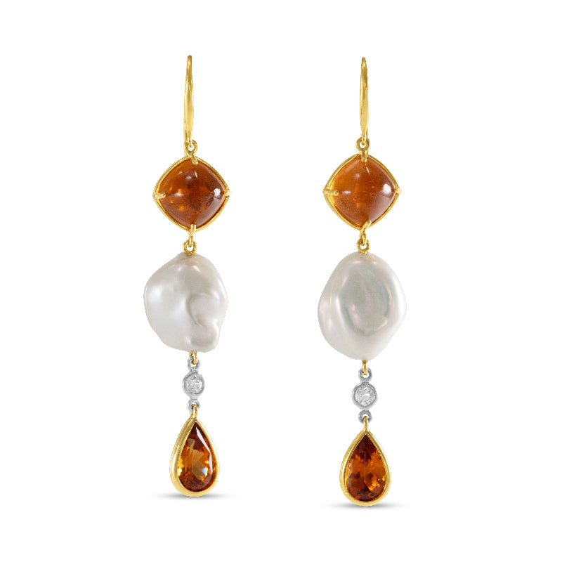 Freshwater Pearl and Garnet Earrings
