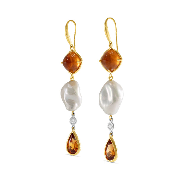 Freshwater Pearl and Garnet Earrings
