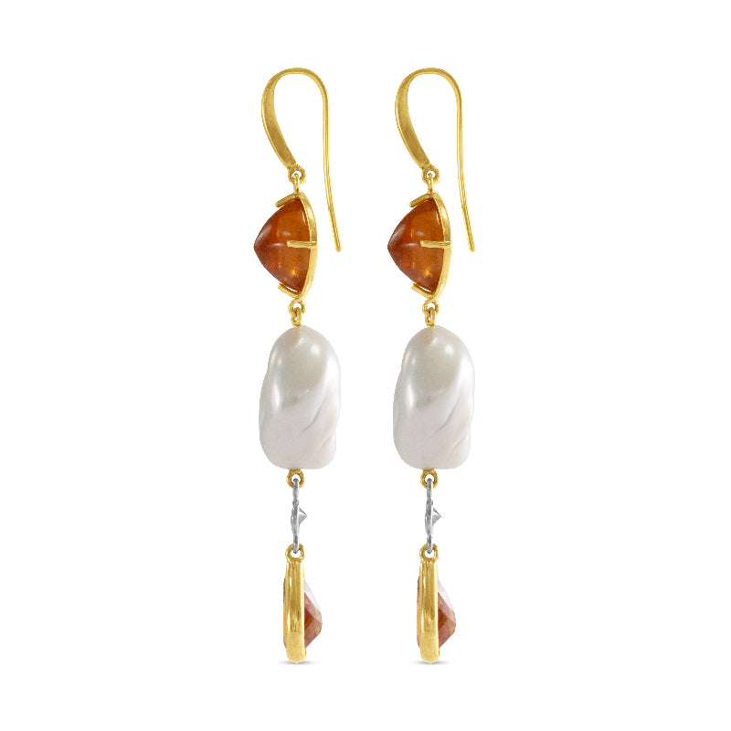 Freshwater Pearl and Garnet Earrings
