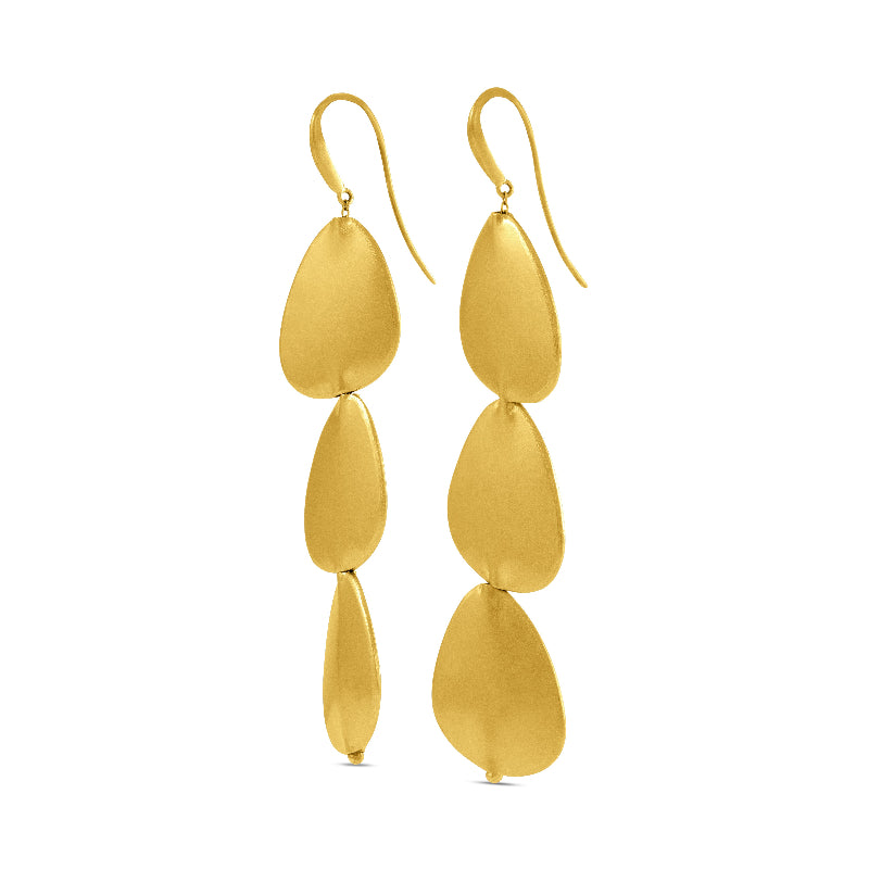 Gold Petal Dangle Earrings