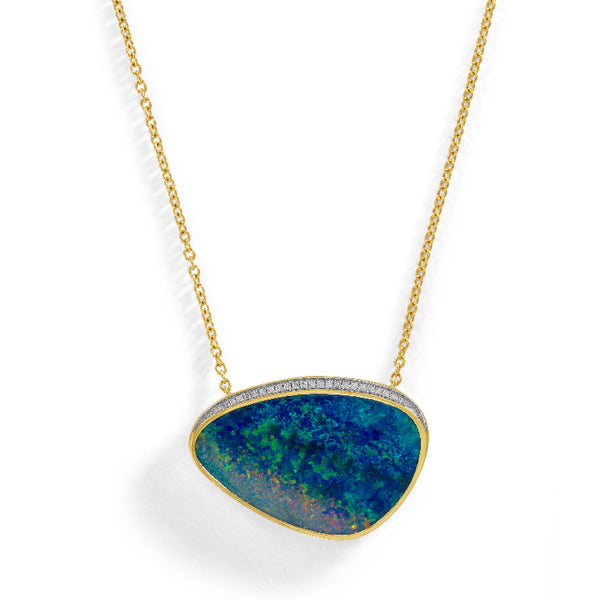 Opal Doublet and Diamond Necklace