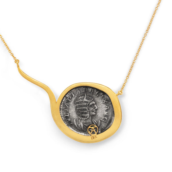 Women's Ancient, Authentic Venus Coin and Diamond Necklace