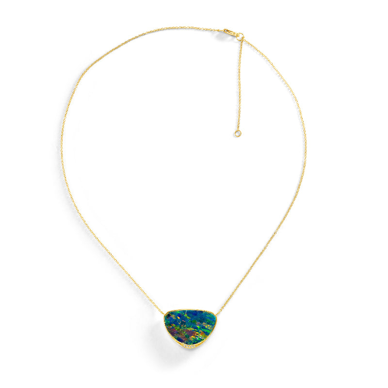 Australian Opal Doublet and Melee Diamond Necklace