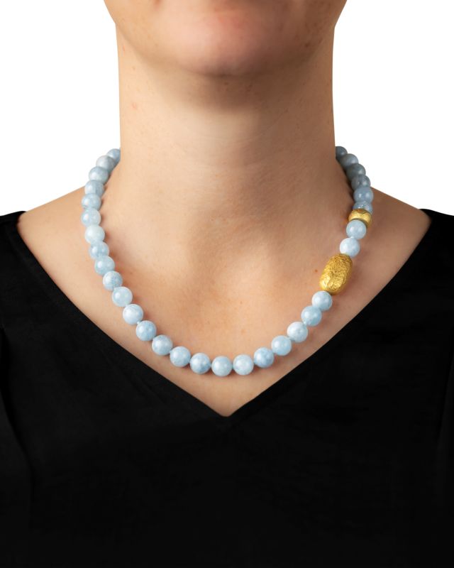 Aquamarine Bead Necklace