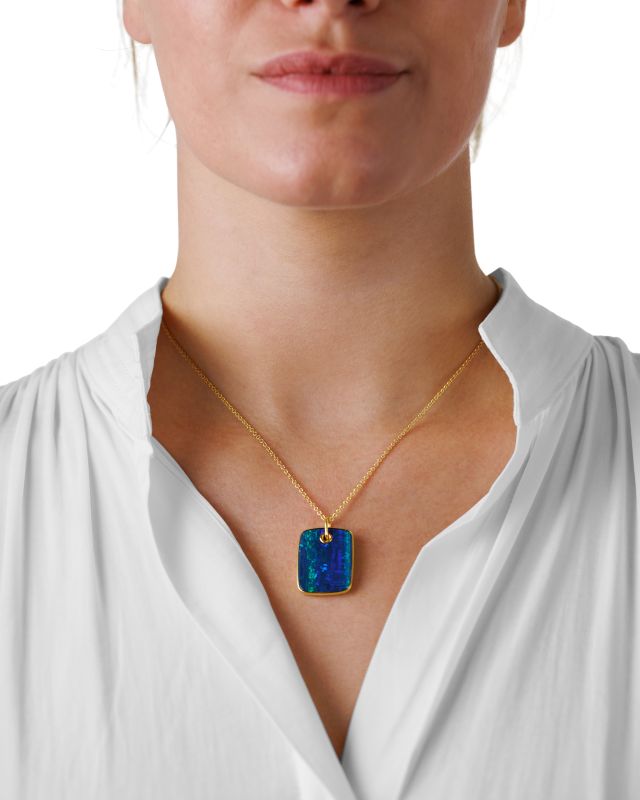 Australian Opal Doublet Dog Tag Necklace