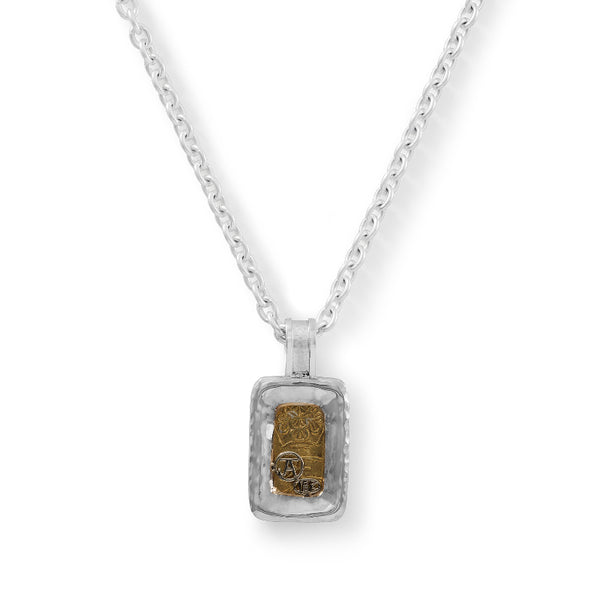 Unisex Ancient, Authentic Samurai Coin and Blue Sapphire Pendant