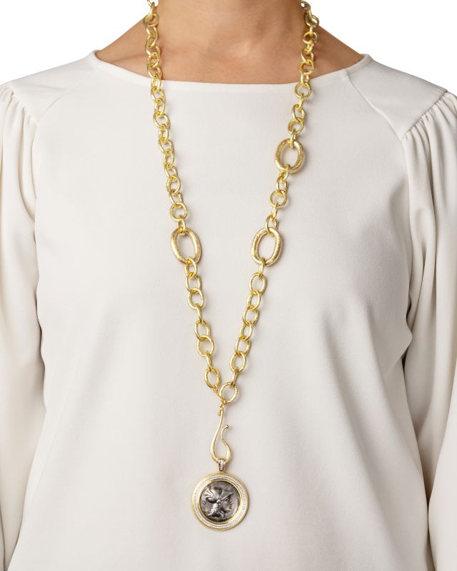 Ancient, Authentic Athena Coin Enhancer with Diamonds and Rubies