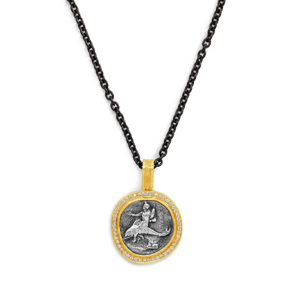 Ancient, Authentic Taras Coin and Diamond Pendant