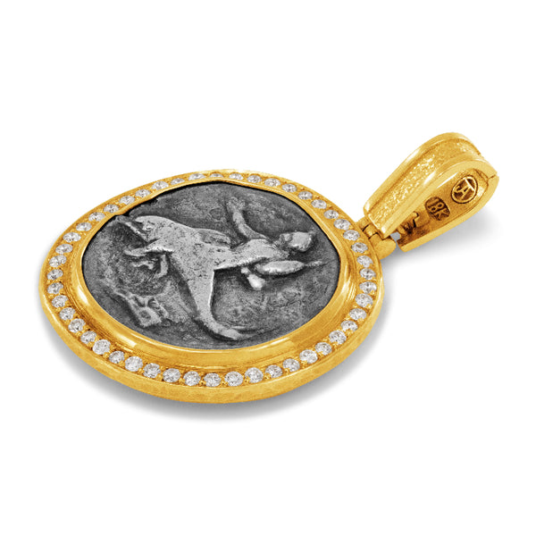 Ancient, Authentic Taras Coin and Diamond Pendant
