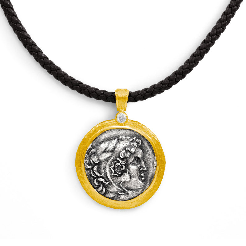 Alexander and Zeus Coin and Diamond Pendant