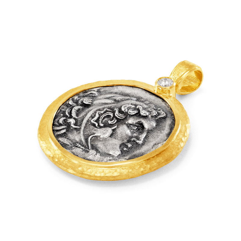 Alexander and Zeus Coin and Diamond Pendant