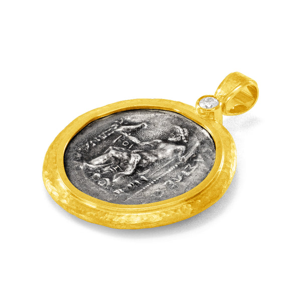 Alexander and Zeus Coin and Diamond Pendant