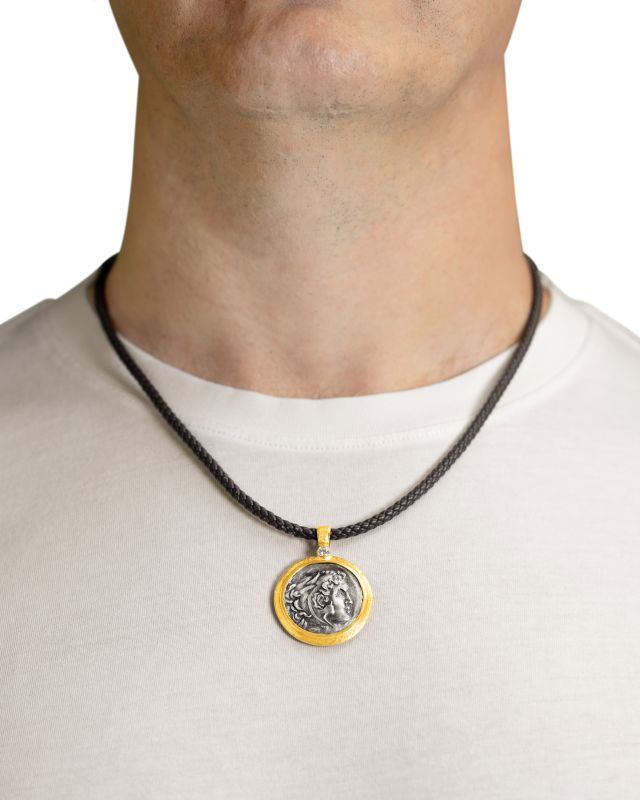 Alexander and Zeus Coin and Diamond Pendant