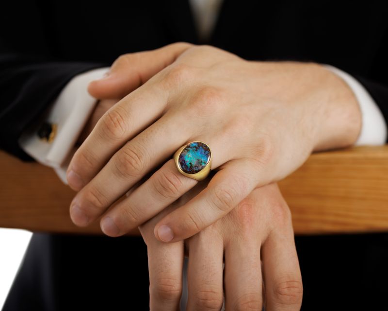 Men's Boulder Opal Ring