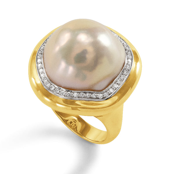 Mabe Pearl and Diamond Ring