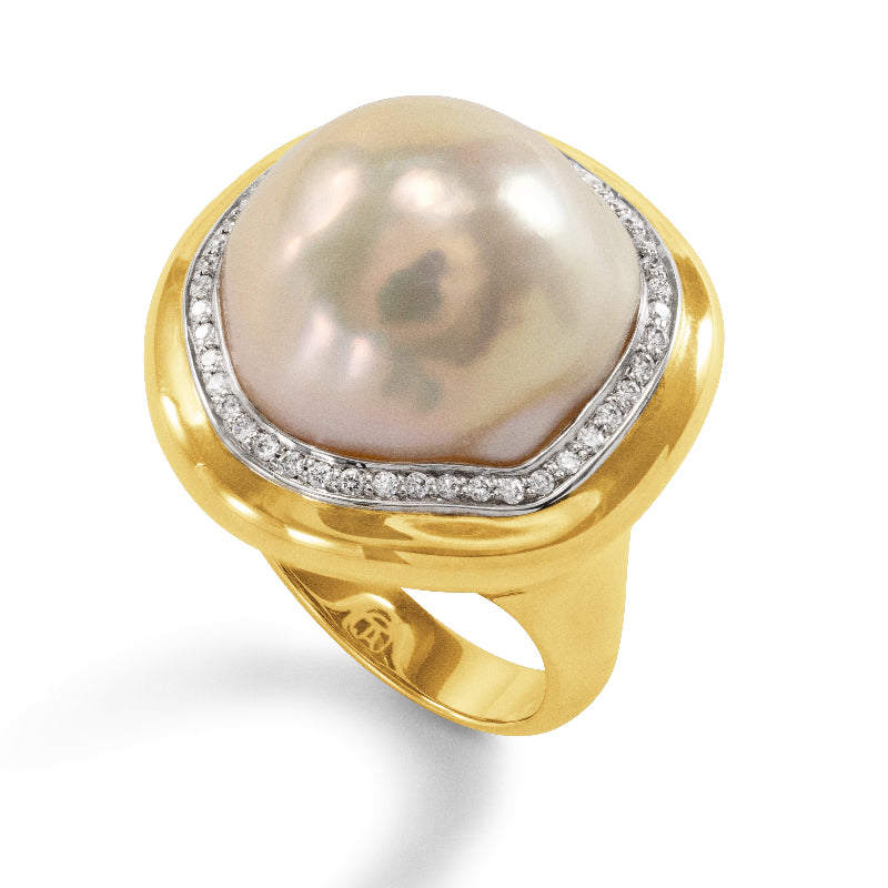 Mabe Pearl and Diamond Ring