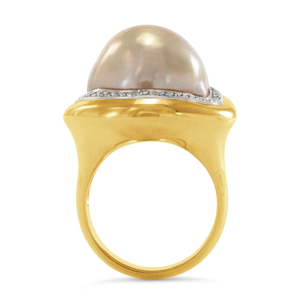 Mabe Pearl and Diamond Ring