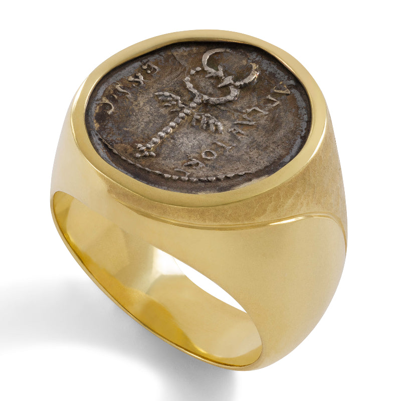 Caduceus Coin Ring