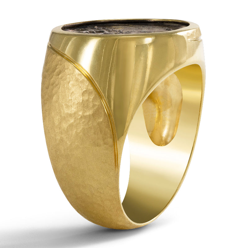Caduceus Coin Ring