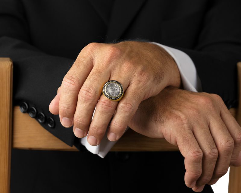 Aequitas Coin and Black Diamond Ring