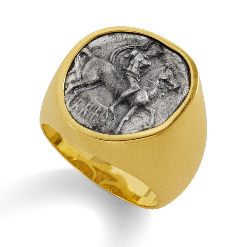 Horse and Warrior Coin Ring