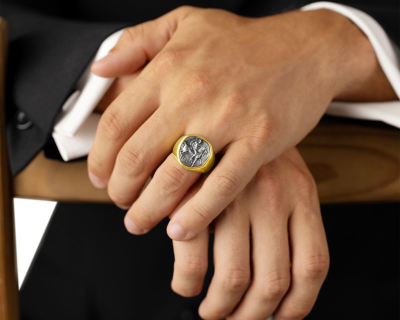 Horse and Warrior Coin Ring