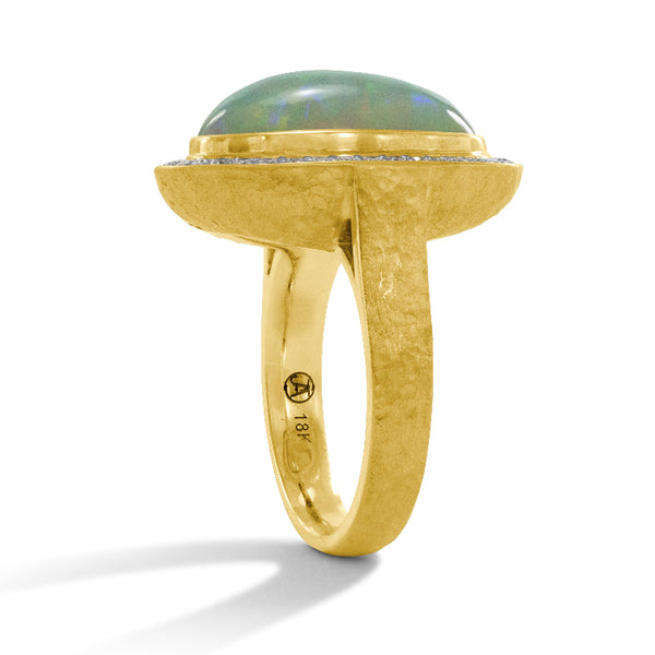Opal with Diamond Halo Ring