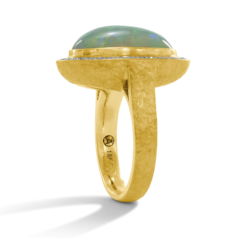 Opal with Diamond Halo Ring