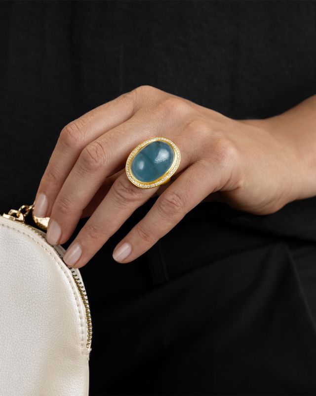 Aquamarine and Diamond Ring