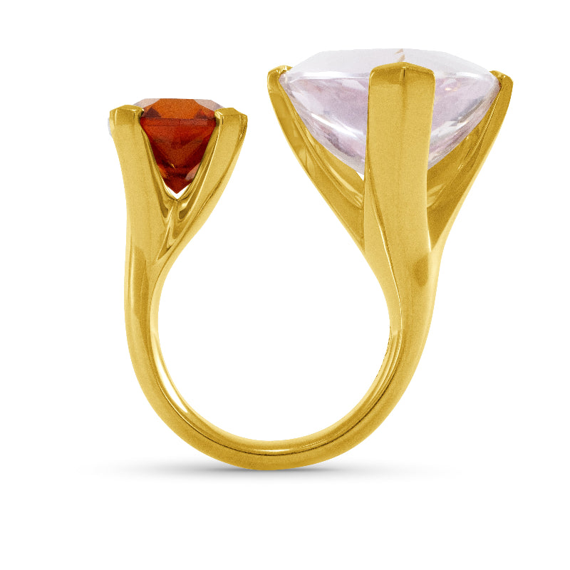 Kunzite and Hessonite Garnet Ring