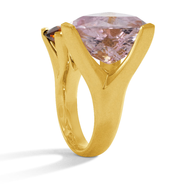 Kunzite and Hessonite Garnet Ring