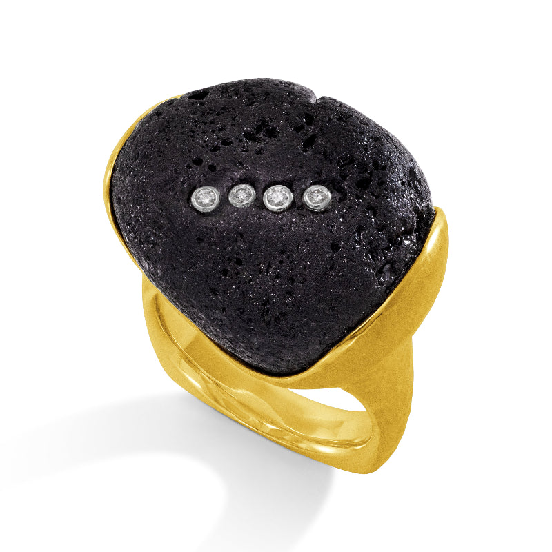 Black Tourmaline and Diamond Ring