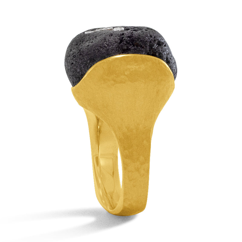 Black Tourmaline and Diamond Ring