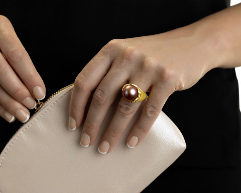 Yangtze River Pearl and Diamond Ring